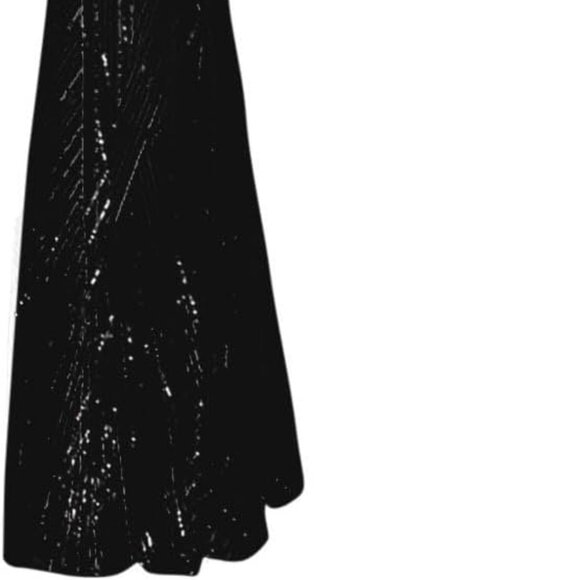 Black Sequin Fringe Sleeve Maxi Dress Plus Size - Picture 8 of 9